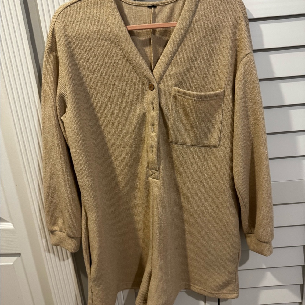 Tan Button-Up romper